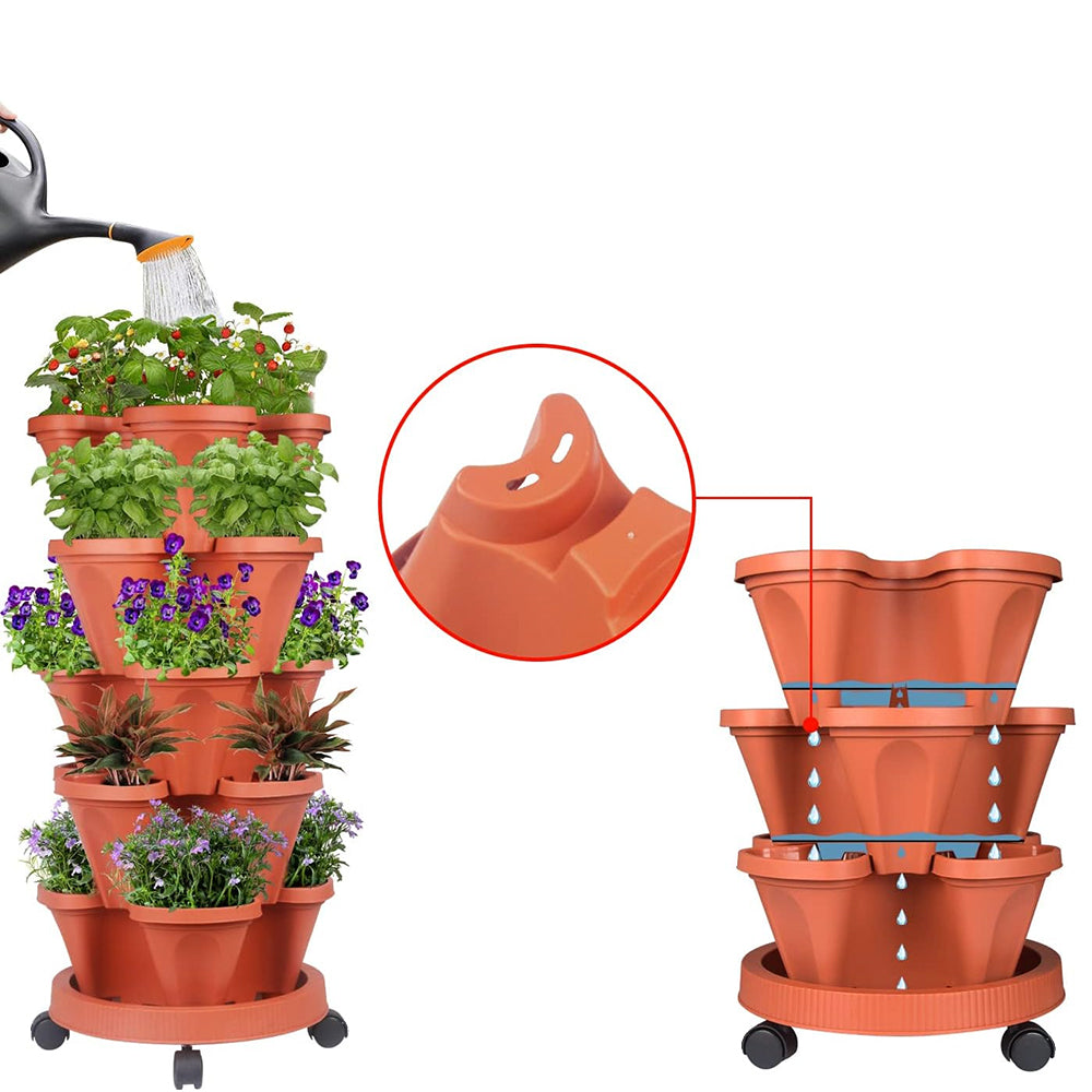 GREENHAVEN 5-Tier Stackable Planter, Indoor and Outdoor Gardening Planter with Removable Wheels and Tools - The Grand Bazaar of Australia