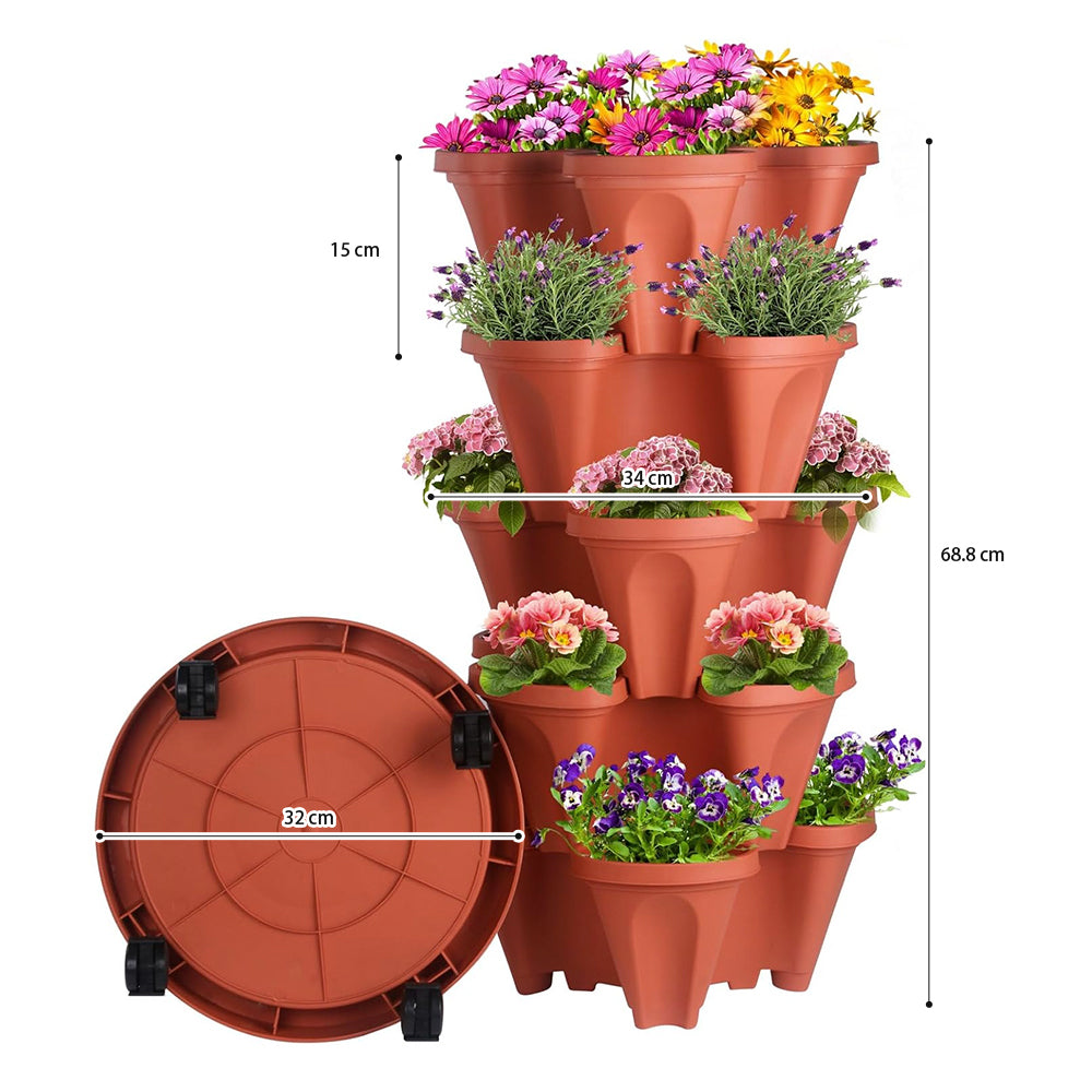 GREENHAVEN 5-Tier Stackable Planter, Indoor and Outdoor Gardening Planter with Removable Wheels and Tools - The Grand Bazaar of Australia