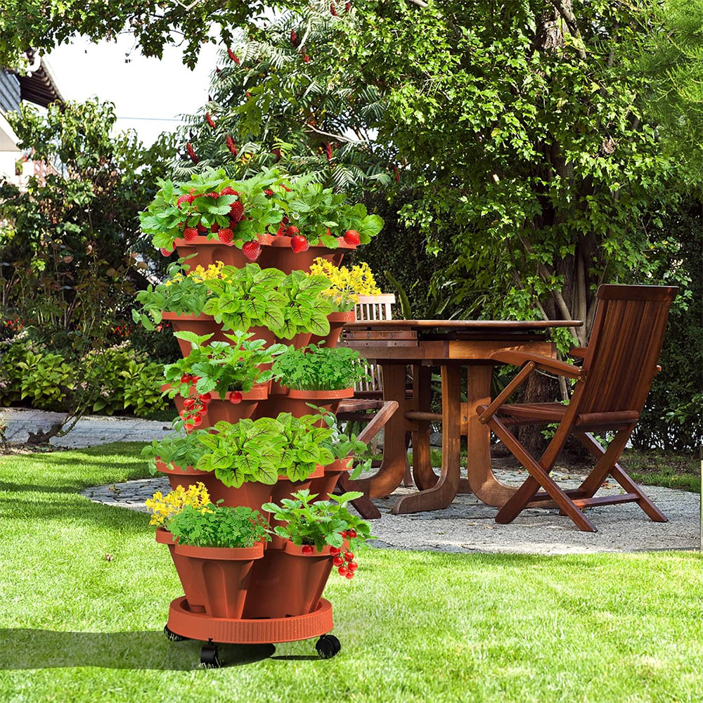 GREENHAVEN 5-Tier Stackable Planter, Indoor and Outdoor Gardening Planter with Removable Wheels and Tools - The Grand Bazaar of Australia