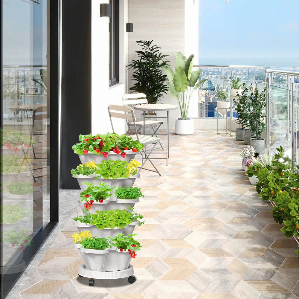 GREENHAVEN 5-Tier Stackable Planter, Indoor and Outdoor Gardening Planter with Removable Wheels and Tools - The Grand Bazaar of Australia
