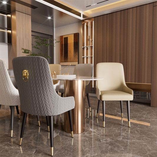 Set of 2 Luxury Microfiber Leather Dining Chairs with Lion Knocker - The Grand Bazaar of Australia