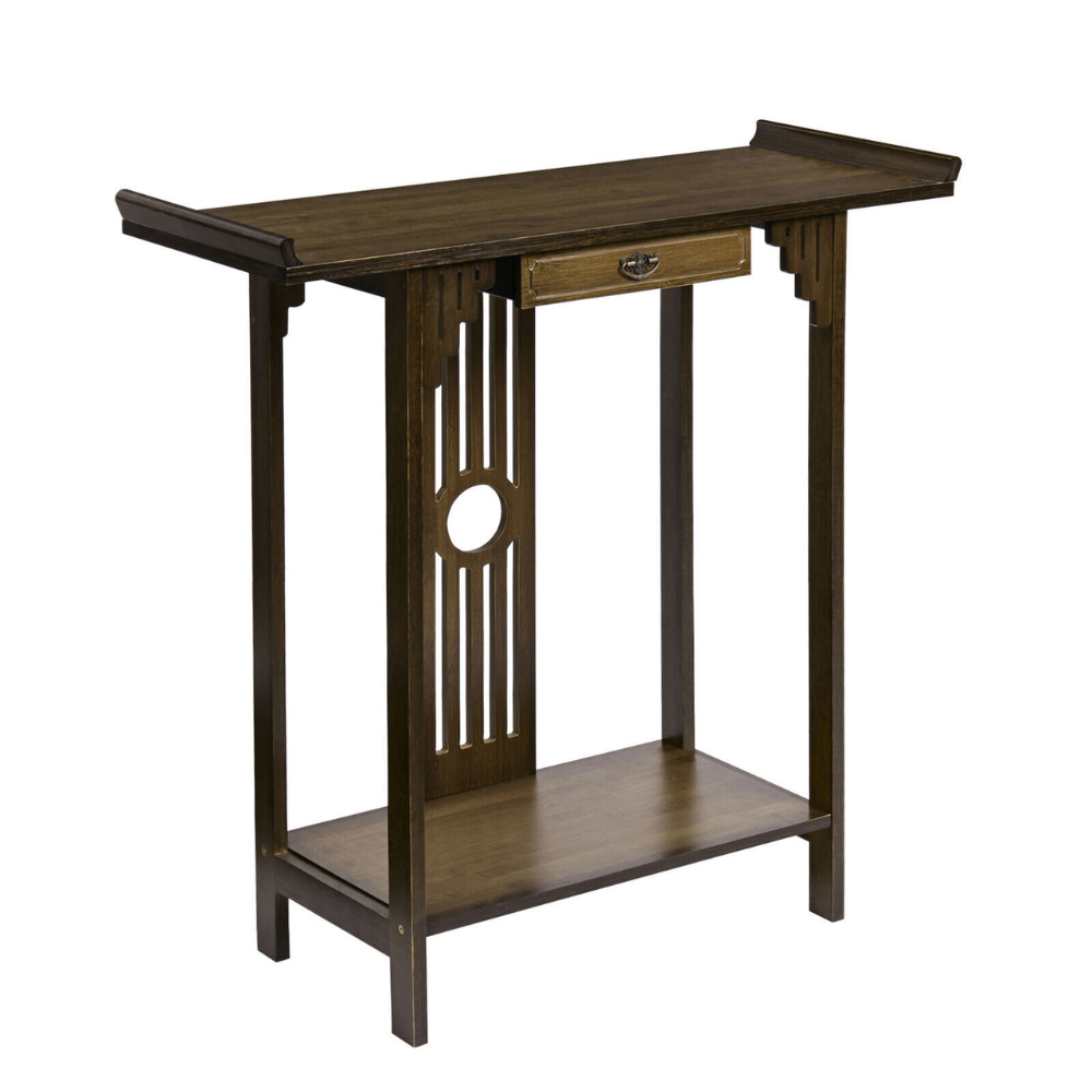 Elegant Wood Entryway Console Table with Drawer and Shelf - The Grand Bazaar of Australia