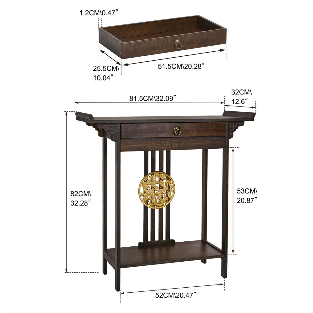 Elegant Wood Entryway Console Table with Drawer and Shelf - The Grand Bazaar of Australia