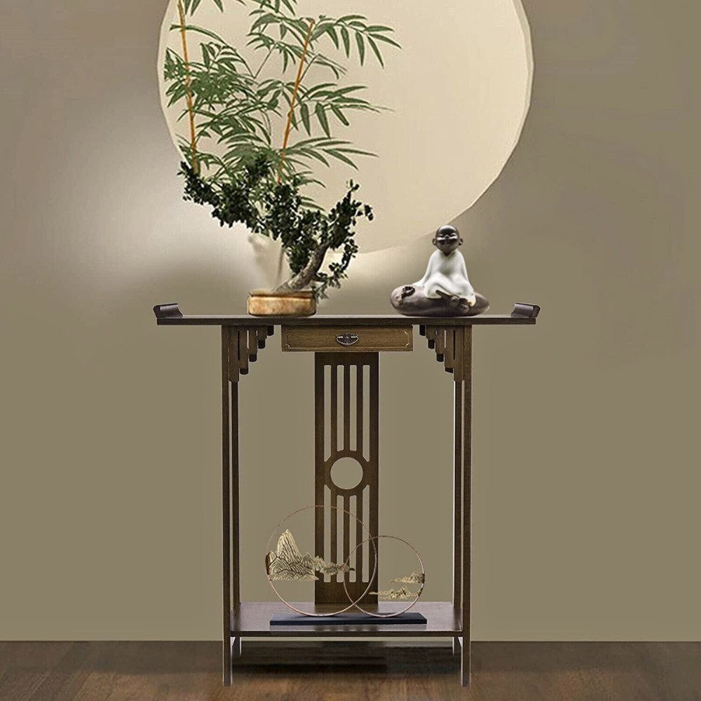 Elegant Wood Entryway Console Table with Drawer and Shelf - The Grand Bazaar of Australia