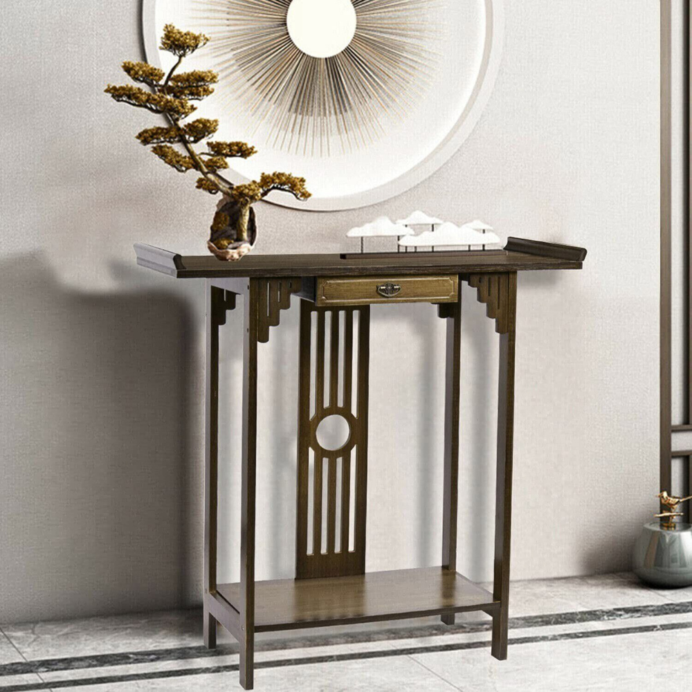 Elegant Wood Entryway Console Table with Drawer and Shelf - The Grand Bazaar of Australia