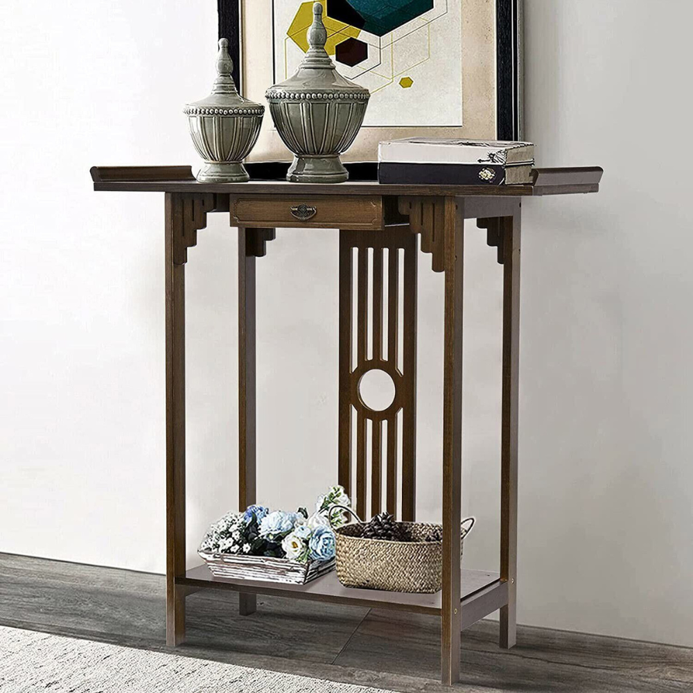 Elegant Wood Entryway Console Table with Drawer and Shelf - The Grand Bazaar of Australia