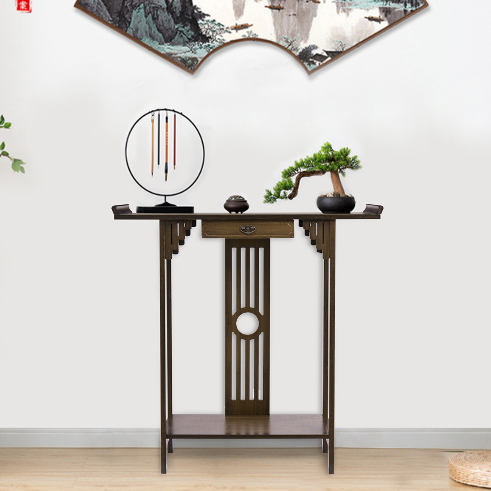 Elegant Wood Entryway Console Table with Drawer and Shelf - The Grand Bazaar of Australia