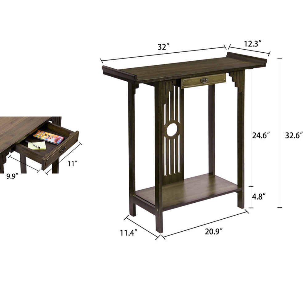 Elegant Wood Entryway Console Table with Drawer and Shelf - The Grand Bazaar of Australia