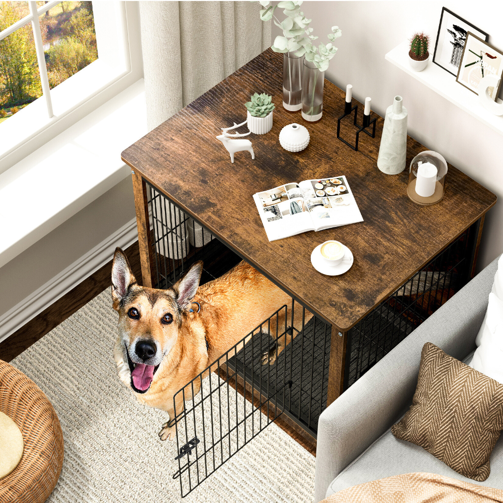 Wooden Pet Kennel Crate with Tabletop – Spacious Indoor Furniture for Medium to Large Dogs - The Grand Bazaar of Australia