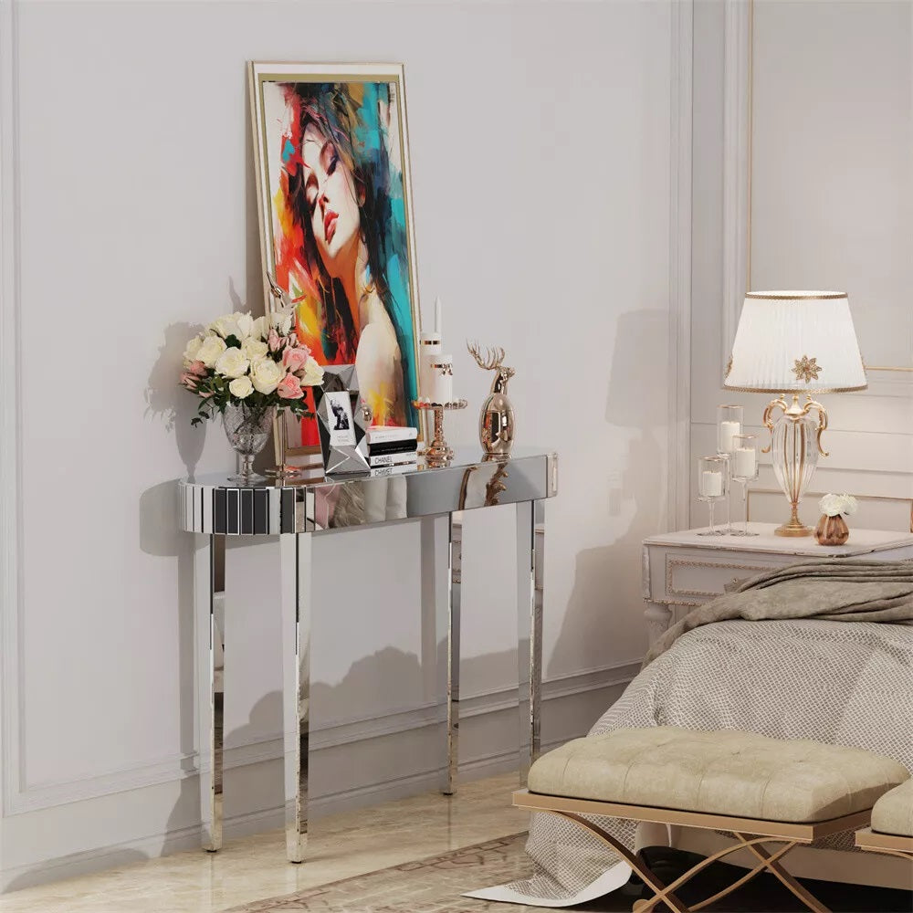 High-end Console Table Mirrored Vanity Makeup Desk Entryway Table - The Grand Bazaar of Australia