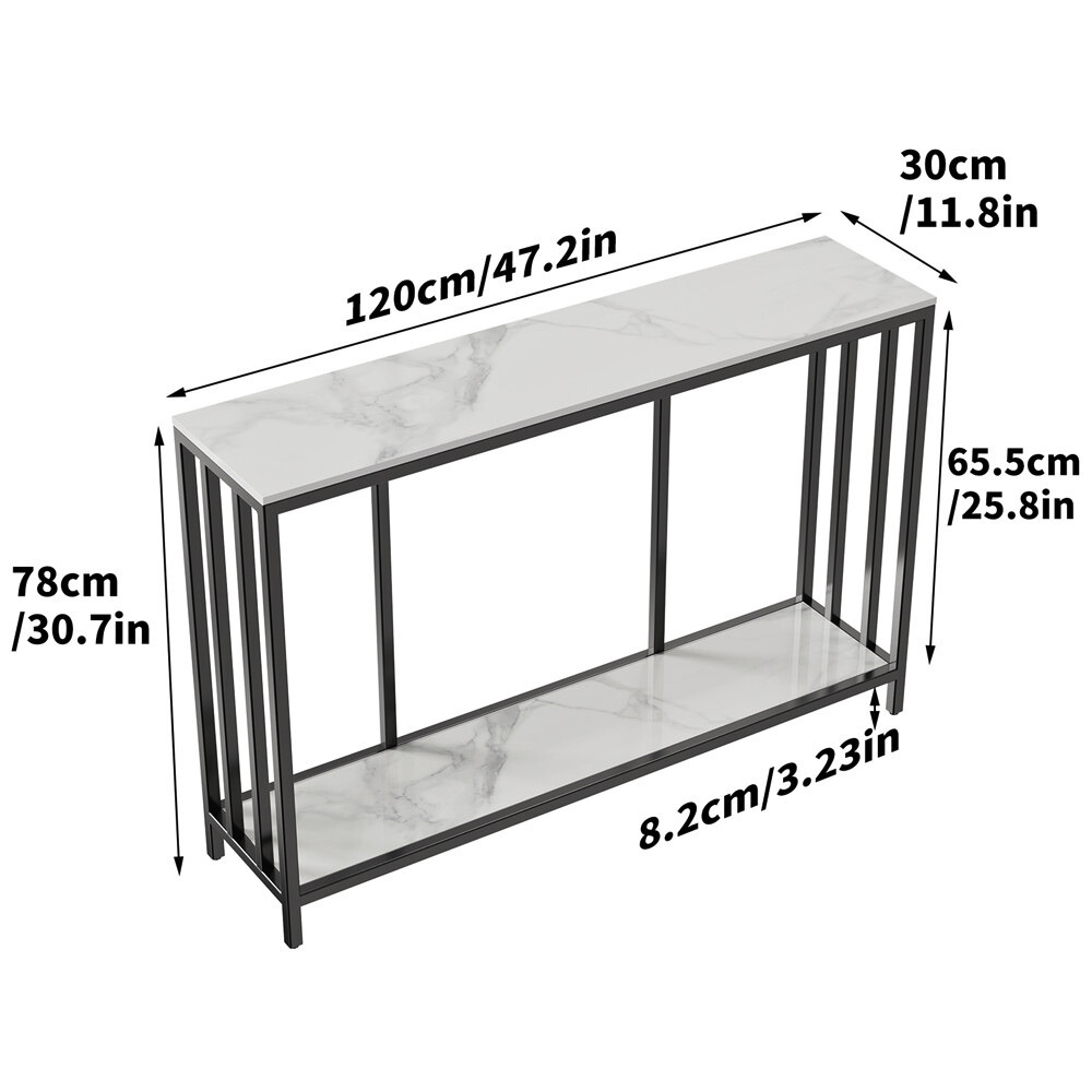 Modern White Marble Console Table with Storage Shelf - The Grand Bazaar of Australia