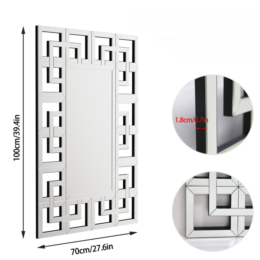 Decor Art Wall Mirror Living Room Bathroom Vanity Mirror Silver - The Grand Bazaar of Australia
