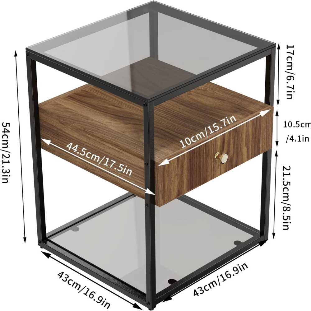 Drawer 3-Tier Living Room Storage End Table - The Grand Bazaar of Australia