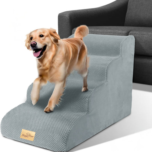 4-Tier Foam Dog Steps Pet Stairs Ramp for Beds and Couches - The Grand Bazaar of Australia