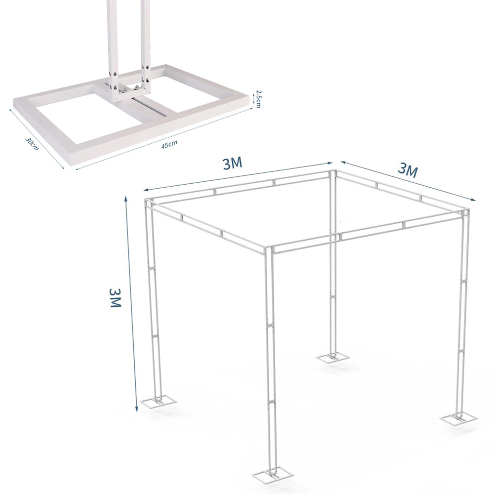 Height Adjustable Heavy Duty Wedding Ceremony Canopy Chuppah Backdrop Stand Kit - The Grand Bazaar of Australia