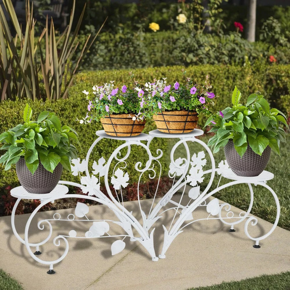 Set of 2 Heavy Duty Metal Round Plant Stand Rustproof Flower Pot Display Holder - The Grand Bazaar of Australia