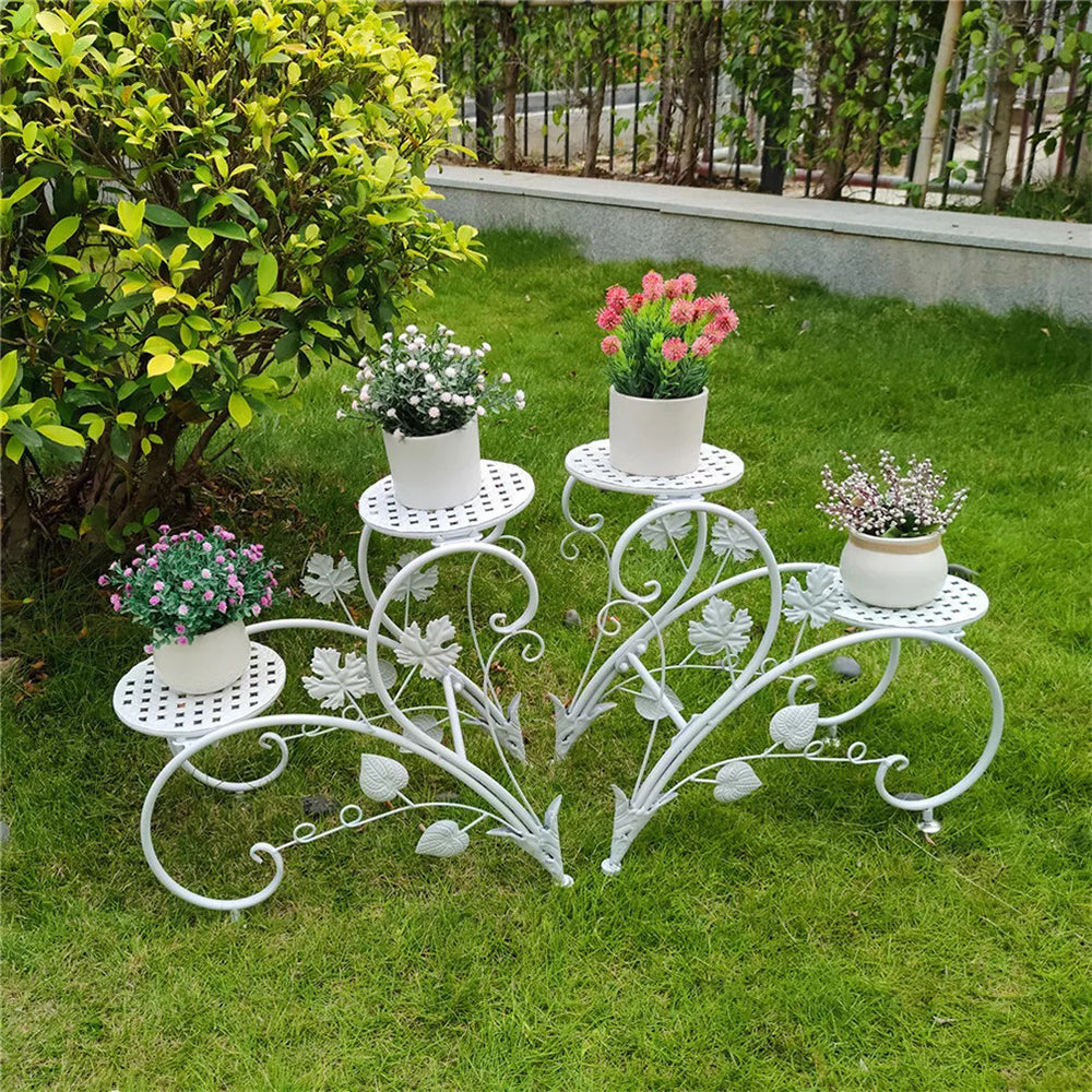 Set of 2 Heavy Duty Metal Round Plant Stand Rustproof Flower Pot Display Holder - The Grand Bazaar of Australia