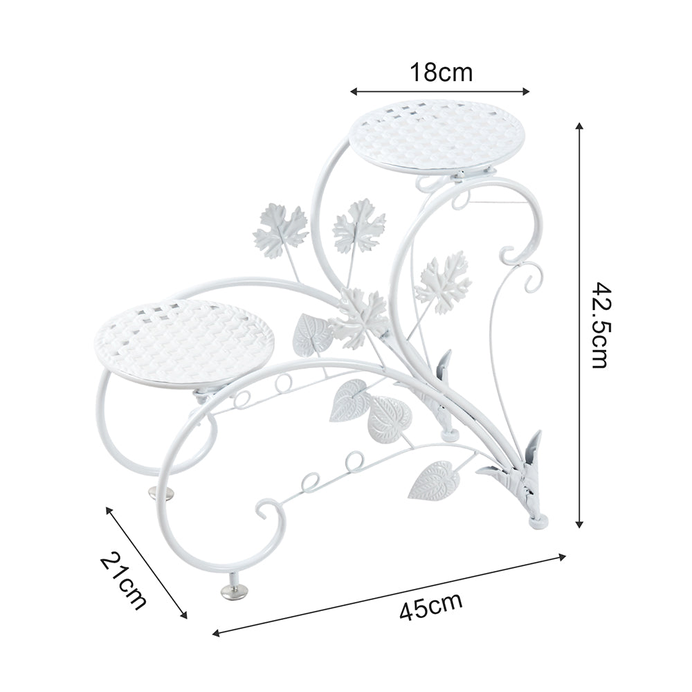 Set of 2 Heavy Duty Metal Round Plant Stand Rustproof Flower Pot Display Holder - The Grand Bazaar of Australia