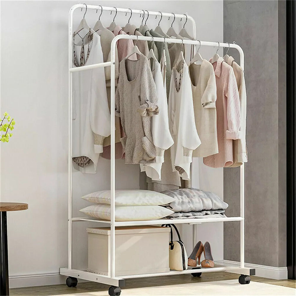 1.5m Clothes Rack Double Rail Rolling Stand Shoes Rack Storage Shelf - The Grand Bazaar of Australia