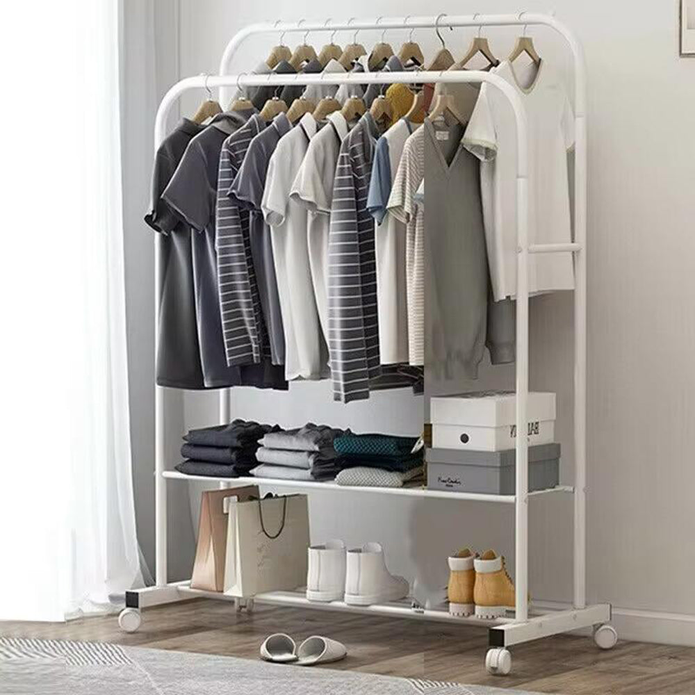 1.5m Clothes Rack Double Rail Rolling Stand Shoes Rack Storage Shelf - The Grand Bazaar of Australia
