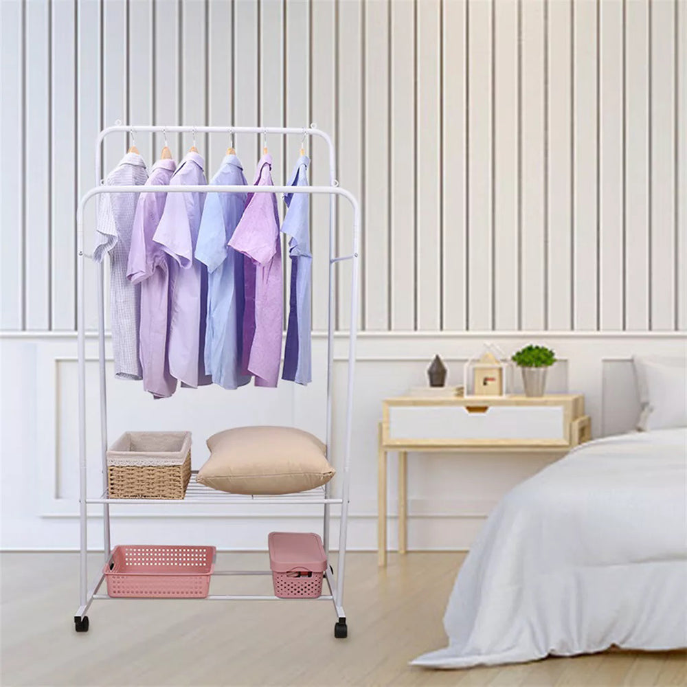 1.5m Clothes Rack Double Rail Rolling Stand Shoes Rack Storage Shelf - The Grand Bazaar of Australia
