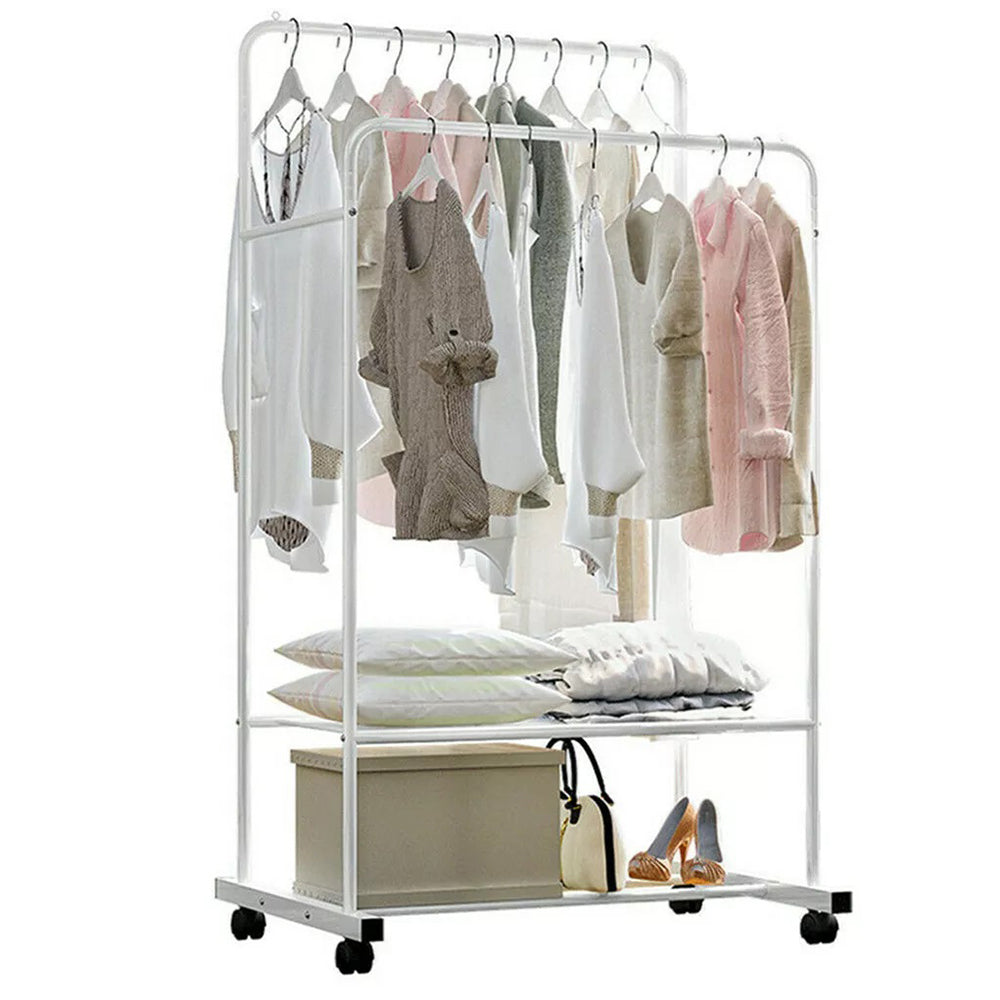 1.5m Clothes Rack Double Rail Rolling Stand Shoes Rack Storage Shelf - The Grand Bazaar of Australia