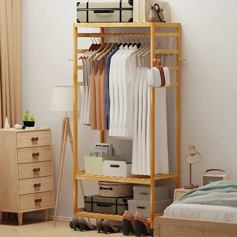 Hanging Heavy Duty Rolling Clothes Racks with Shoe Clothing Storage - The Grand Bazaar of Australia