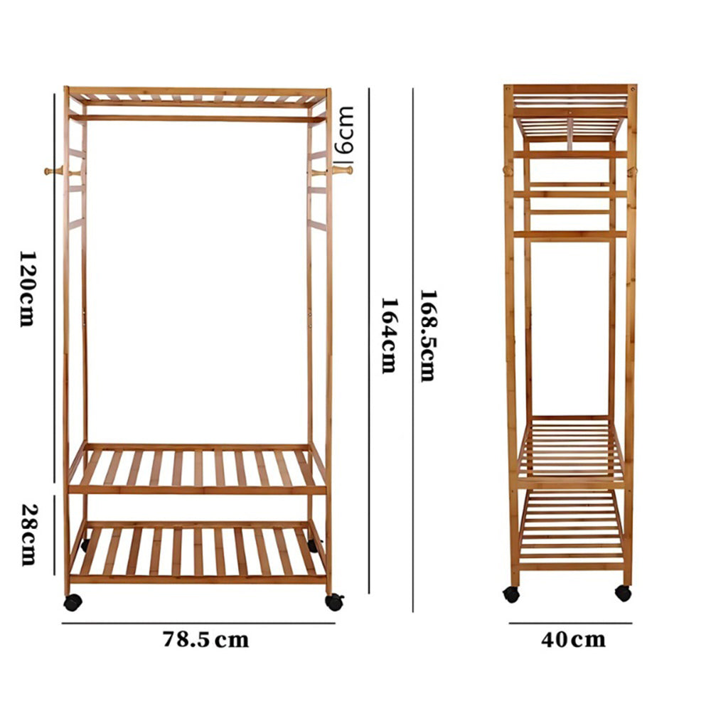 Hanging Heavy Duty Rolling Clothes Racks with Shoe Clothing Storage - The Grand Bazaar of Australia