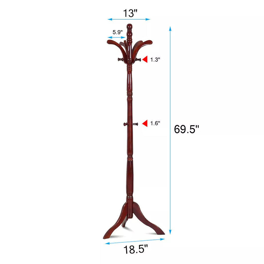 Solid Birch Wood Coat Racks Stand Floor Standing Hanger Rack with Tripod Base - The Grand Bazaar of Australia