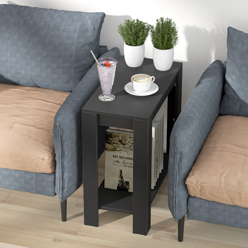Narrow Sofa Side Table with 2-Tier Open Storage Spaces - The Grand Bazaar of Australia