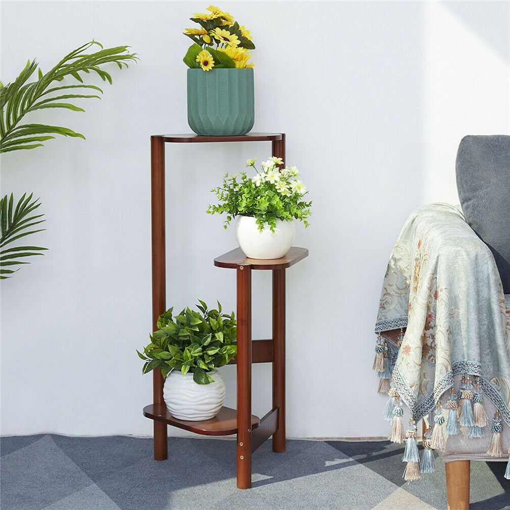 3 Tier Bamboo Corner Plant Stand Simplicity Flower Pot Holder Shelf - The Grand Bazaar of Australia