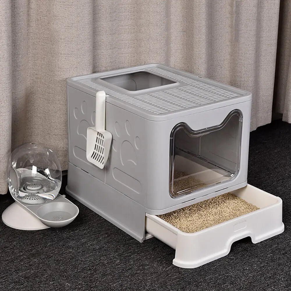 Large Space Foldable Cat Litter Box with Front Entry & Top Exit with Tray - The Grand Bazaar of Australia