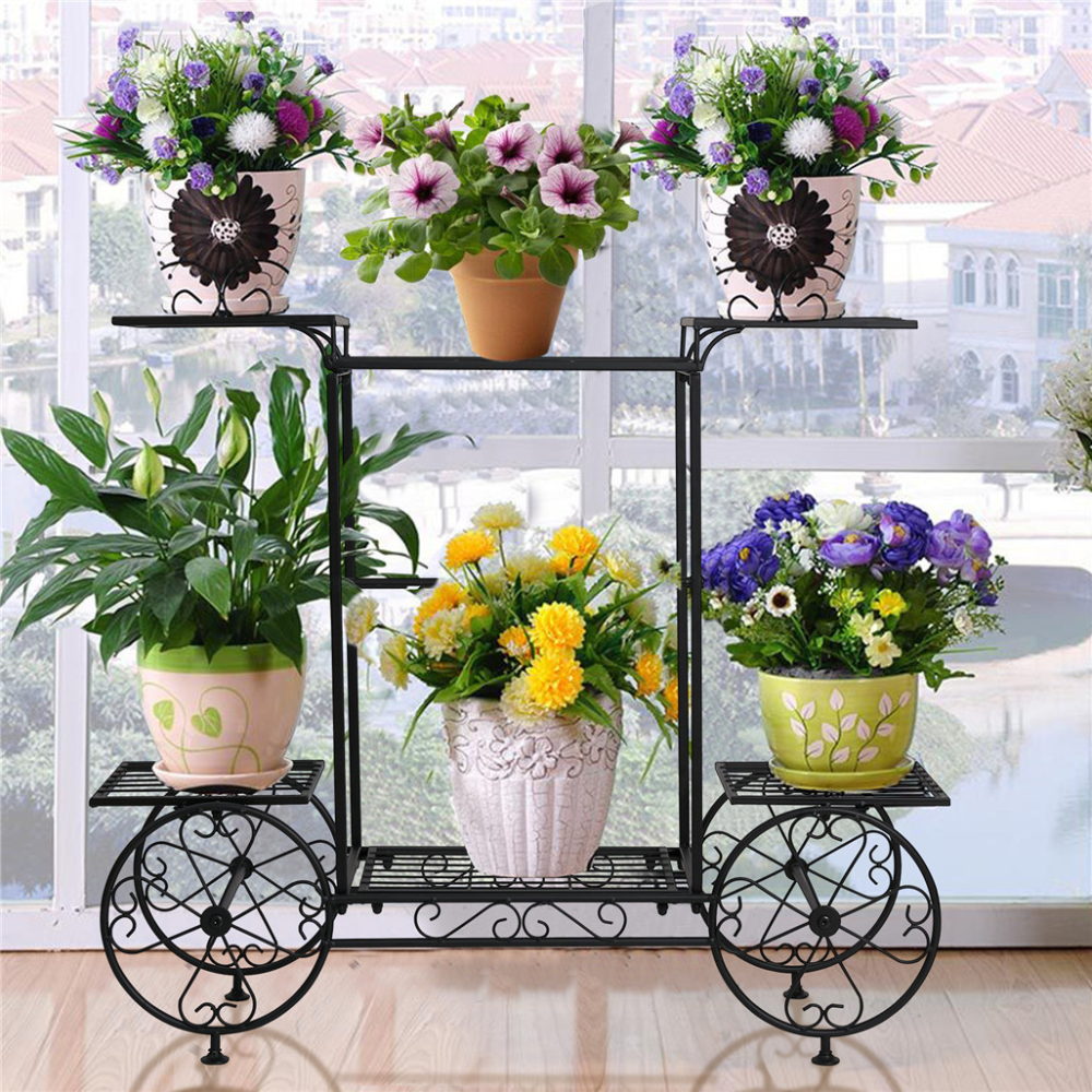 Large Metal Garden Cart Plant Stand Parisian Style Flower Display Rack - The Grand Bazaar of Australia