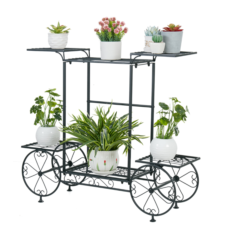 Large Metal Garden Cart Plant Stand Parisian Style Flower Display Rack - The Grand Bazaar of Australia