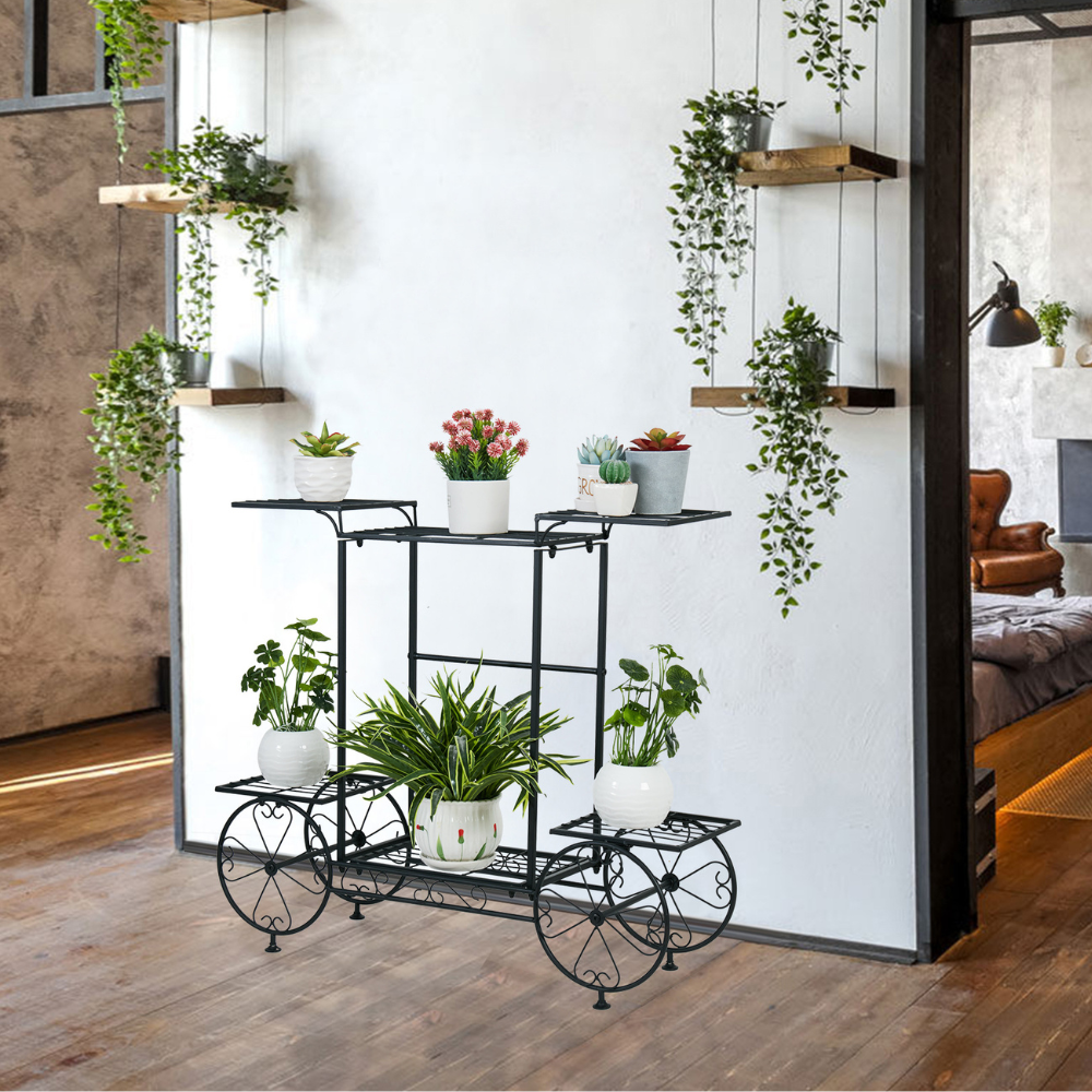 Large Metal Garden Cart Plant Stand Parisian Style Flower Display Rack - The Grand Bazaar of Australia