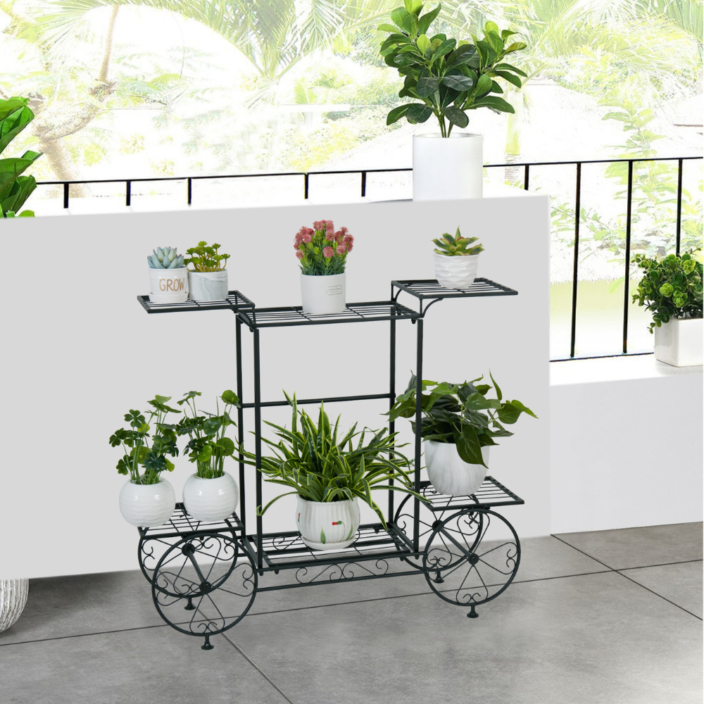 Large Metal Garden Cart Plant Stand Parisian Style Flower Display Rack - The Grand Bazaar of Australia