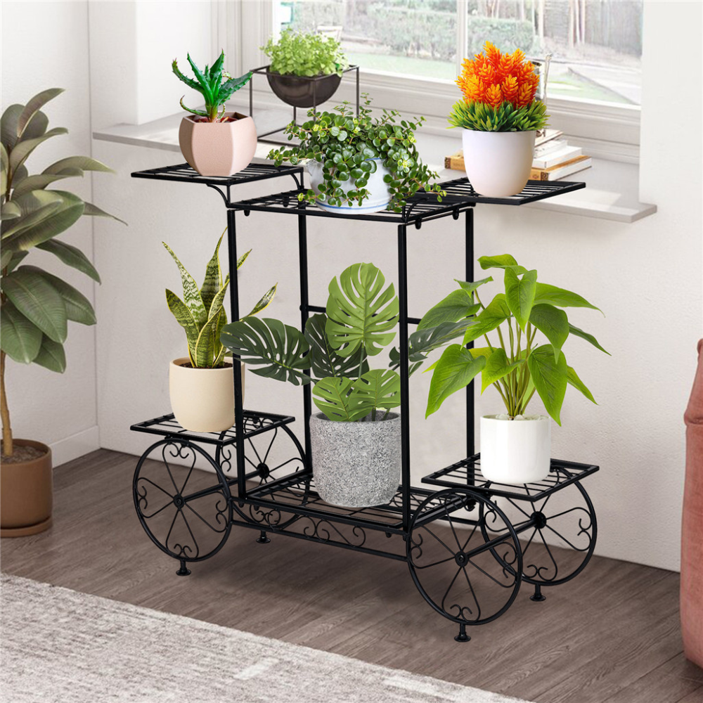 Large Metal Garden Cart Plant Stand Parisian Style Flower Display Rack - The Grand Bazaar of Australia