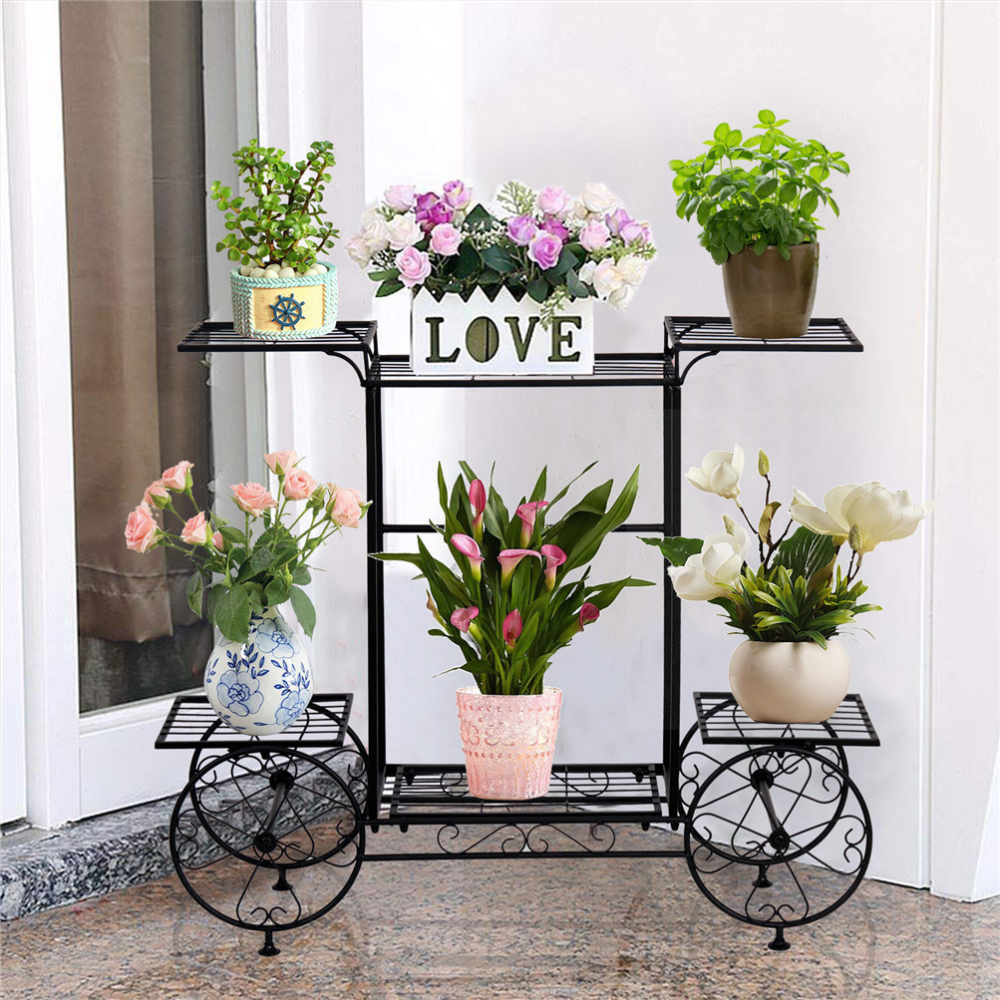 Large Metal Garden Cart Plant Stand Parisian Style Flower Display Rack - The Grand Bazaar of Australia