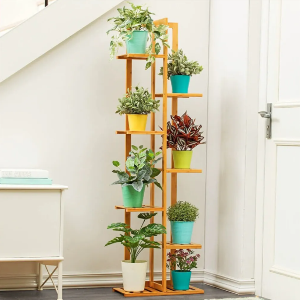 5/6 Pot Vertically Bamboo Flower Shelf Rack Pots Display Corner Shelving - The Grand Bazaar of Australia