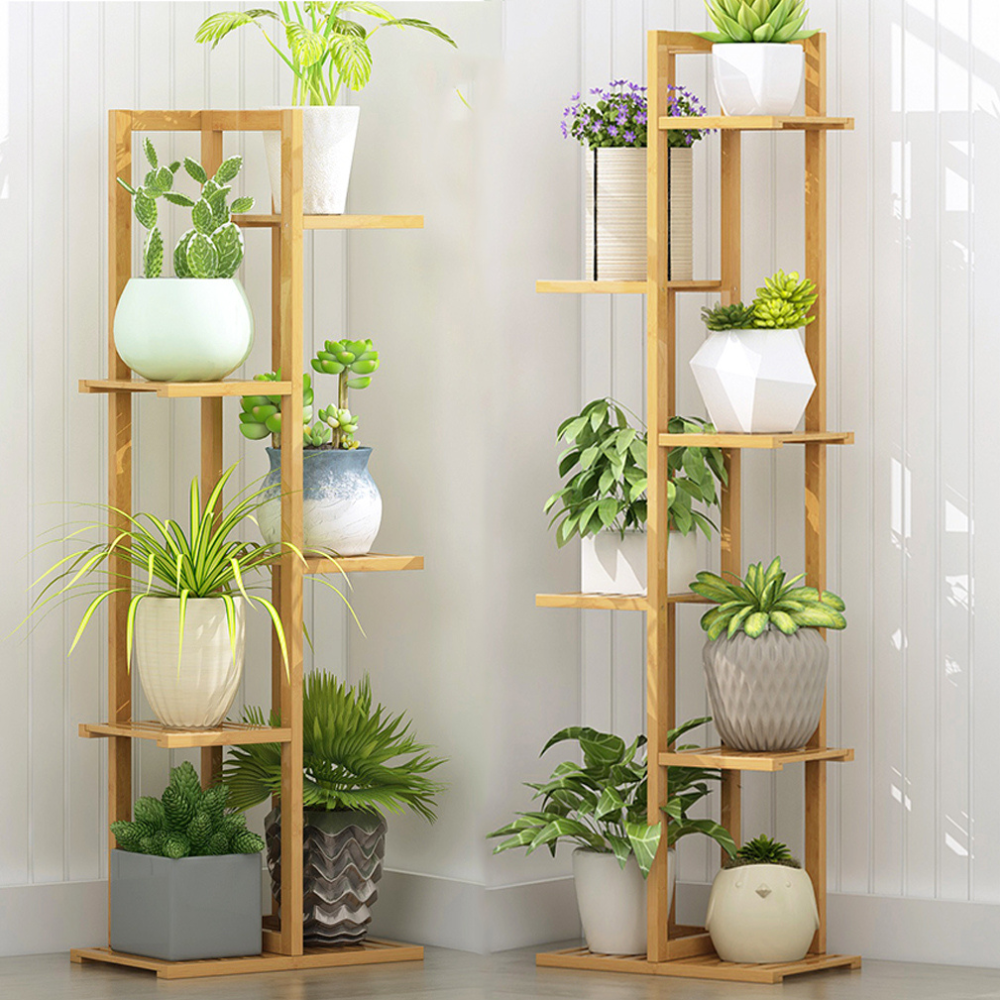 5/6 Pot Vertically Bamboo Flower Shelf Rack Pots Display Corner Shelving - The Grand Bazaar of Australia