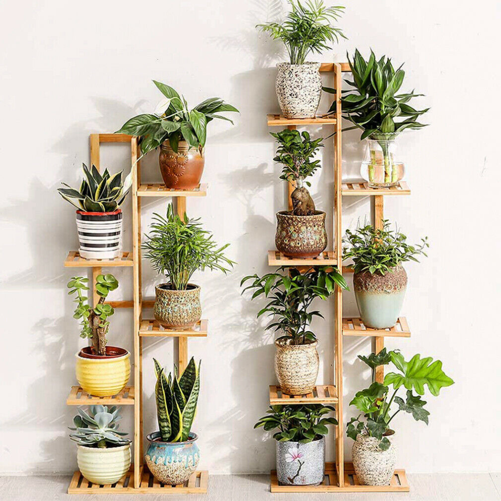5/6 Pot Vertically Bamboo Flower Shelf Rack Pots Display Corner Shelving - The Grand Bazaar of Australia