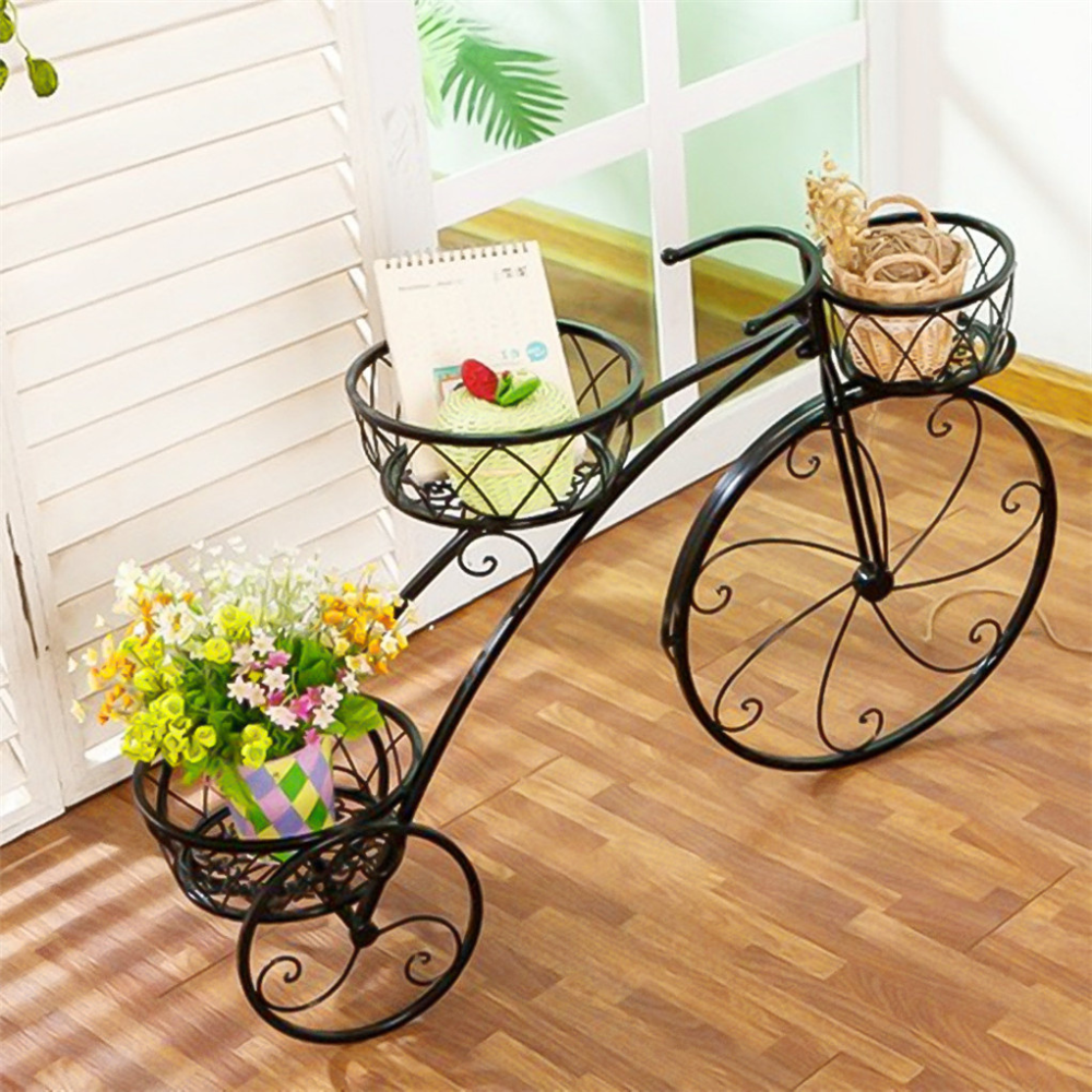 3-Tier Bicycle Plant Stand Wrought Iron Tricycle Planter - The Grand Bazaar of Australia
