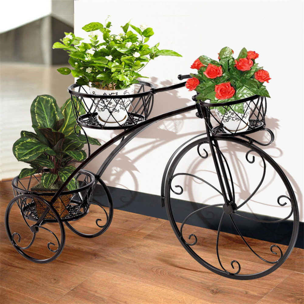 3-Tier Bicycle Plant Stand Wrought Iron Tricycle Planter - The Grand Bazaar of Australia