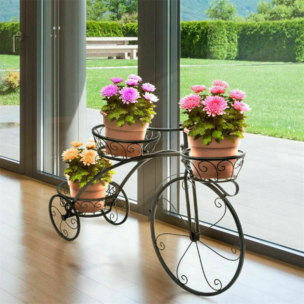 3-Tier Bicycle Plant Stand Wrought Iron Tricycle Planter - The Grand Bazaar of Australia