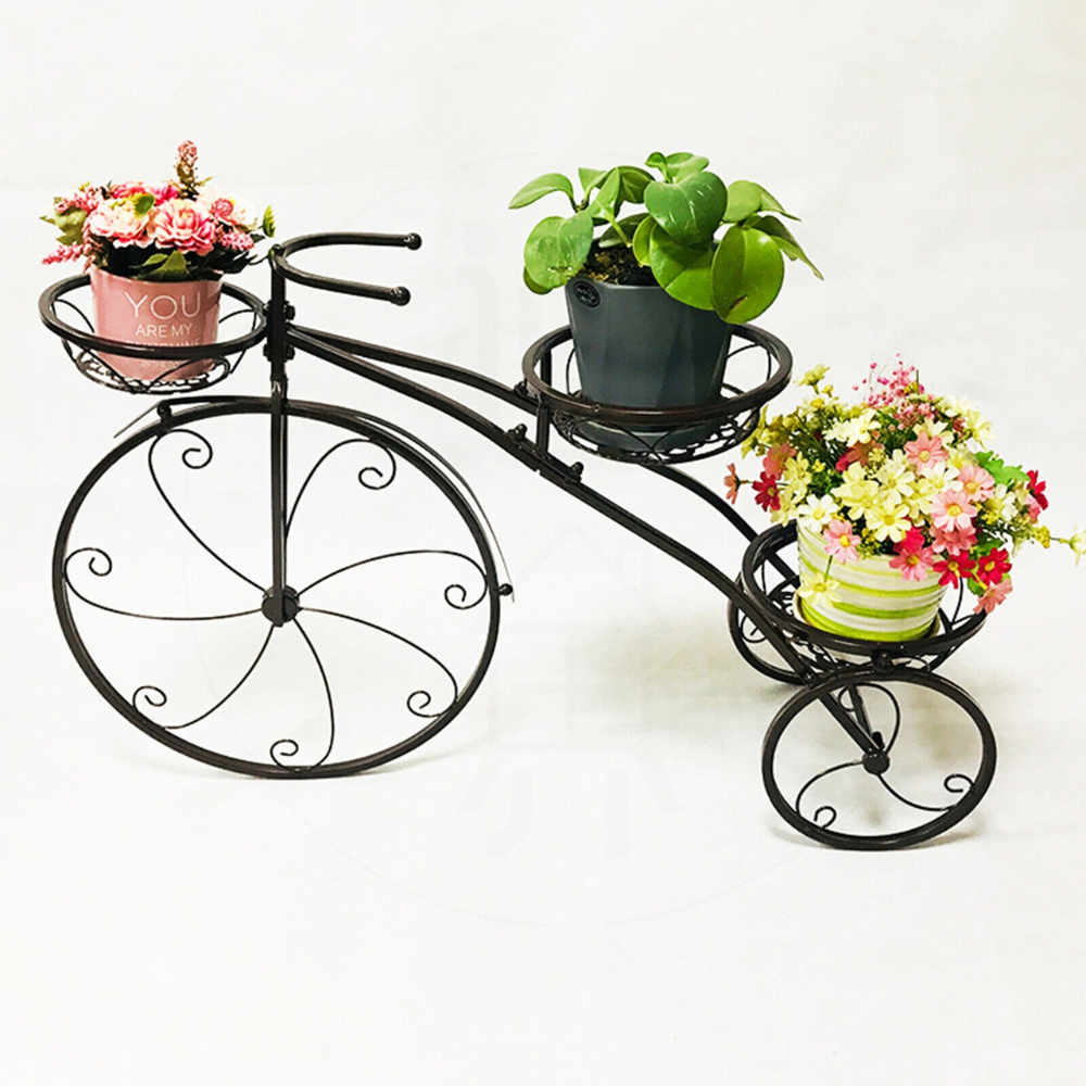3-Tier Bicycle Plant Stand Wrought Iron Tricycle Planter - The Grand Bazaar of Australia