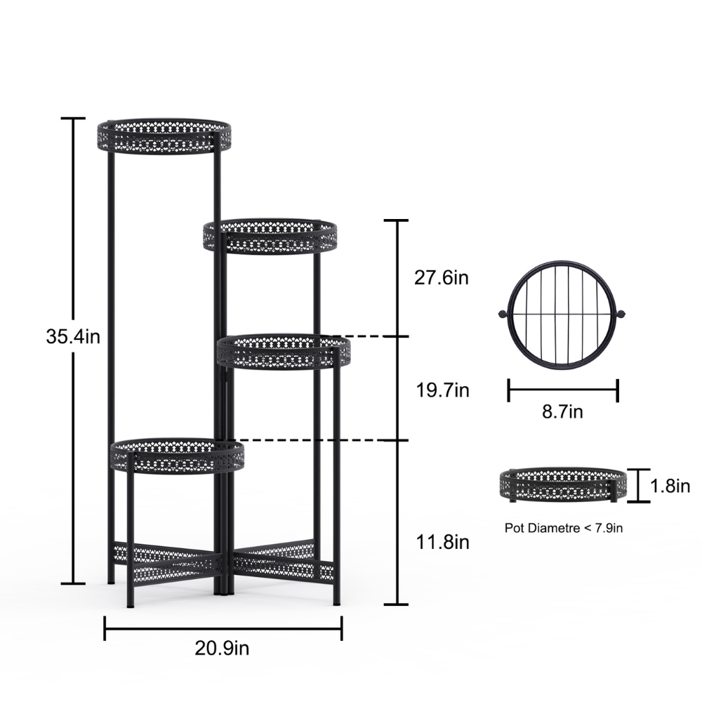 4 Tier Metal Flower Pot Rack Corner Shelving Storage Shelf - The Grand Bazaar of Australia