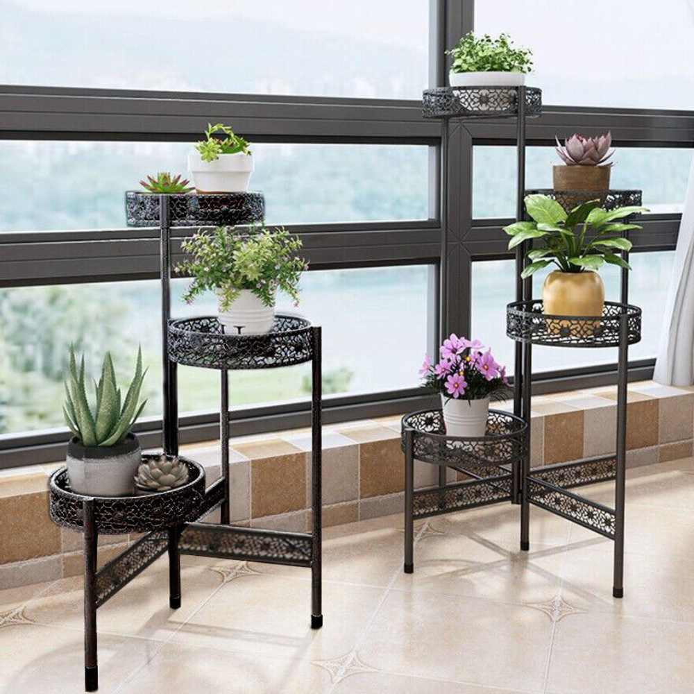 4 Tier Metal Flower Pot Rack Corner Shelving Storage Shelf - The Grand Bazaar of Australia