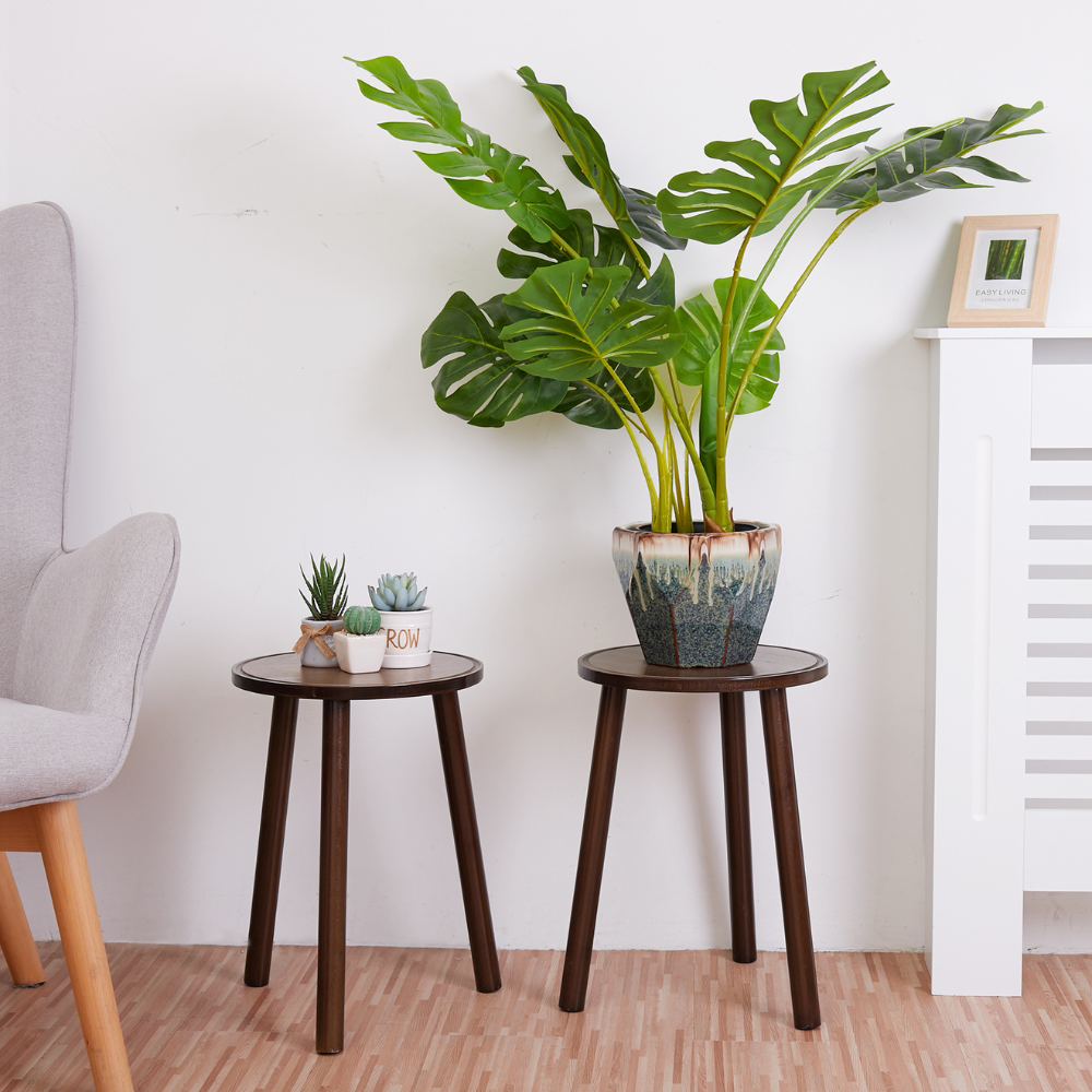 2PCS Small Side Table Round Wood Plant Stand Flower Pots - The Grand Bazaar of Australia