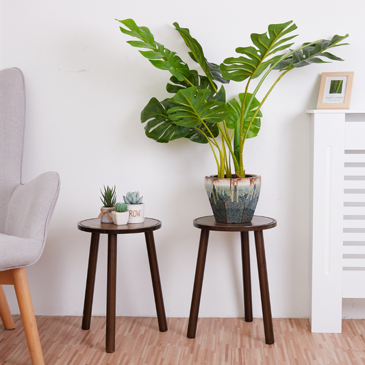 2PCS Small Side Table Round Wood Plant Stand Flower Pots - The Grand Bazaar of Australia