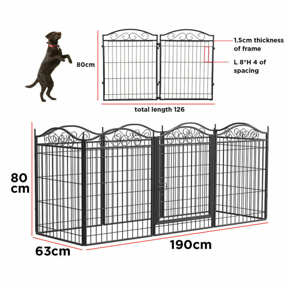 Foldable 8 Panels Pet Fence Heavy Duty Metal Dog Playpen - The Grand Bazaar of Australia